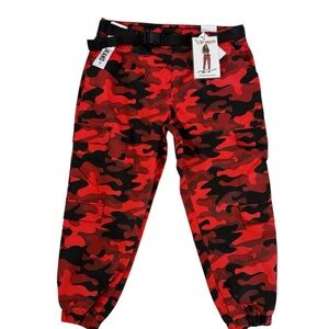 Y2K V.I.P. Juniors Size 19/20 Camo Military Cargo Pocket Jogger Pants NWT